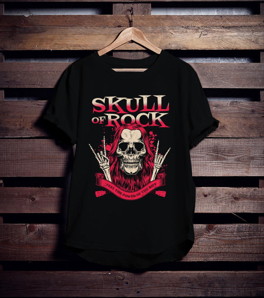 Skull Of Rock Feel The Power Of The Riff T-Shirt