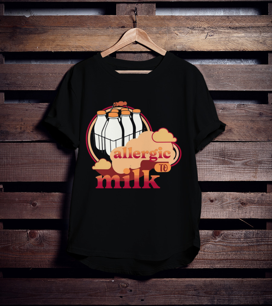 Allergic To Milk With Milk Bottles In T-Shirt