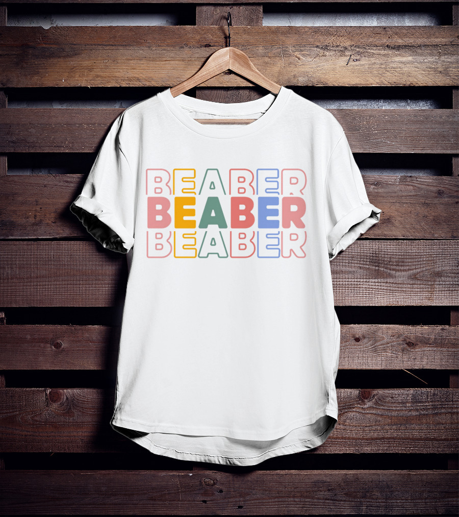 BEABER Multicolor Text Stacked Typography T-Shirt