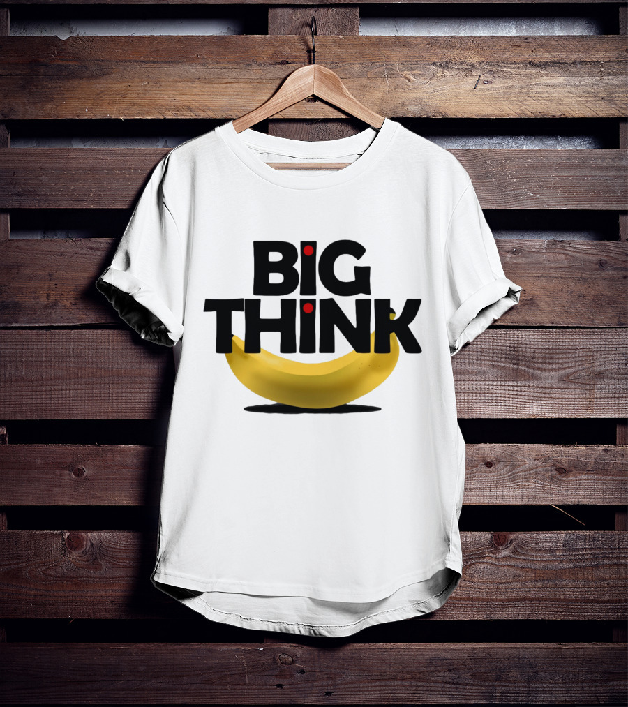 Big Think Black Text Yellow Banana Red Dots T-Shirt