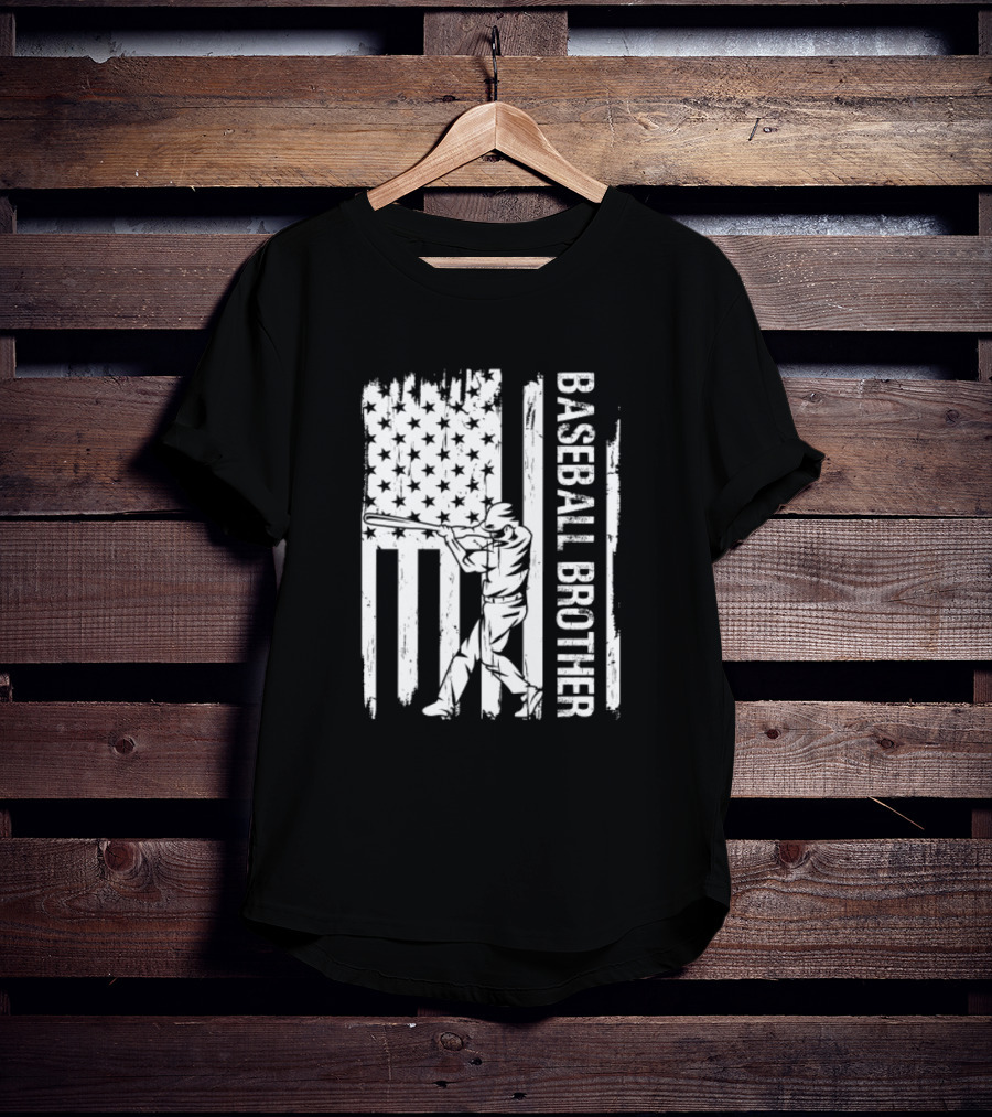 Baseball Brother USA Flag Catcher Father's Day T-Shirt