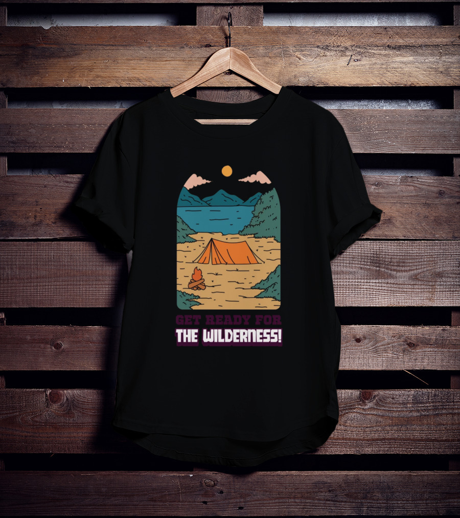 Get Ready For The Wilderness Camping Scene With Tent And Campfire T-Shirt
