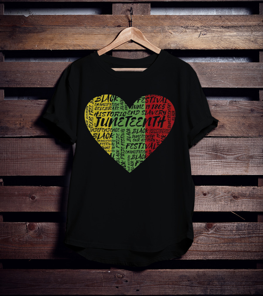 Juneteenth Heart Black Pride Emancipation Celebrate Independence 1865 Festival T-Shirt