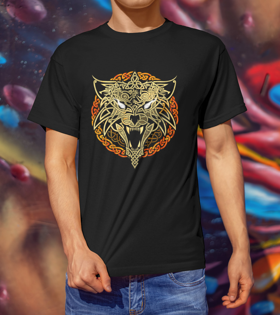 Wolf Fenrir Celtic Knotwork Intricate Symbolism T-Shirt