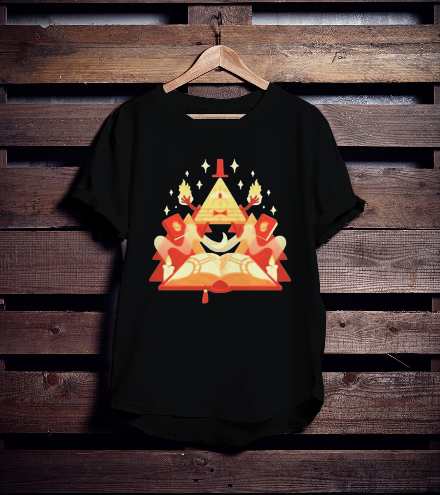 Bill Cipher Reding Book Gravity Falls Mystical Pyramid T-Shirt