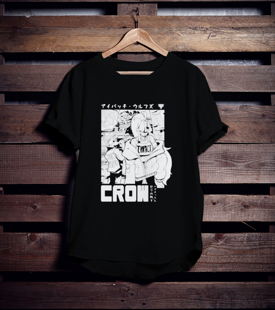 Crow Eyepatch Wolf Manga Style Impact Bad Edgy T-Shirt