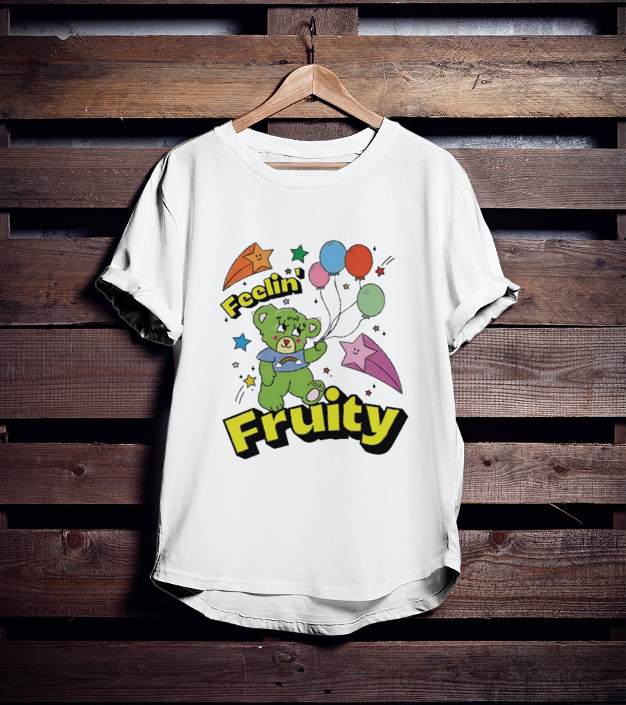 Smile Cult Store Feelin’ Fruity Bear With Balloons And Stars T-Shirt