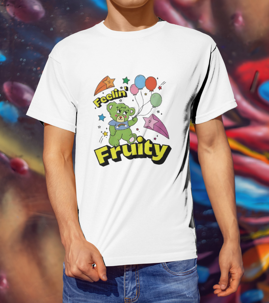 Smile Cult Store Feelin’ Fruity Bear With Balloons And Stars T-Shirt