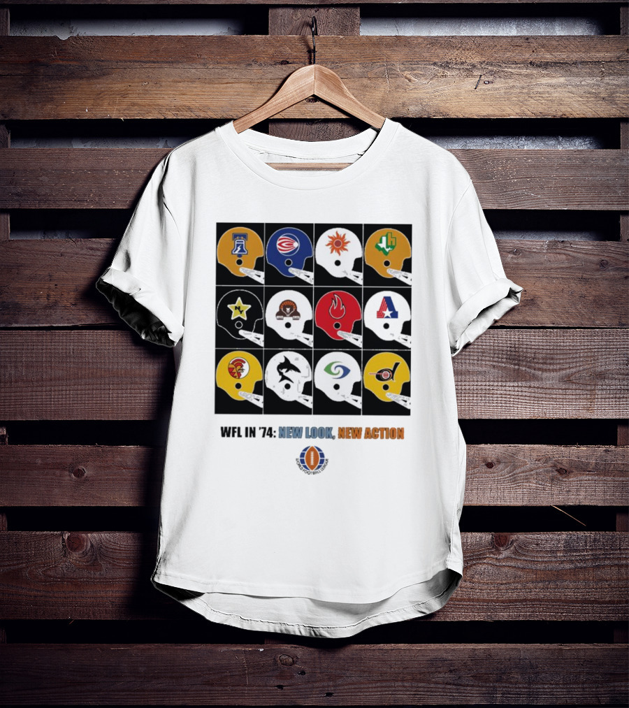 WFL In 1974 New Look New Action World Football League Helmets Collection T-Shirt