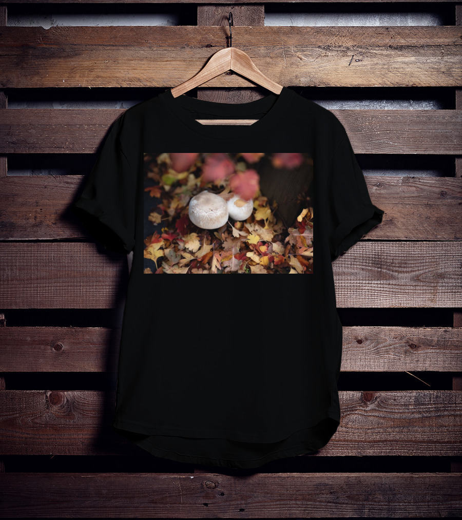 Autumn's Reward Mushrooms Amidst Fall Leaves T-Shirt