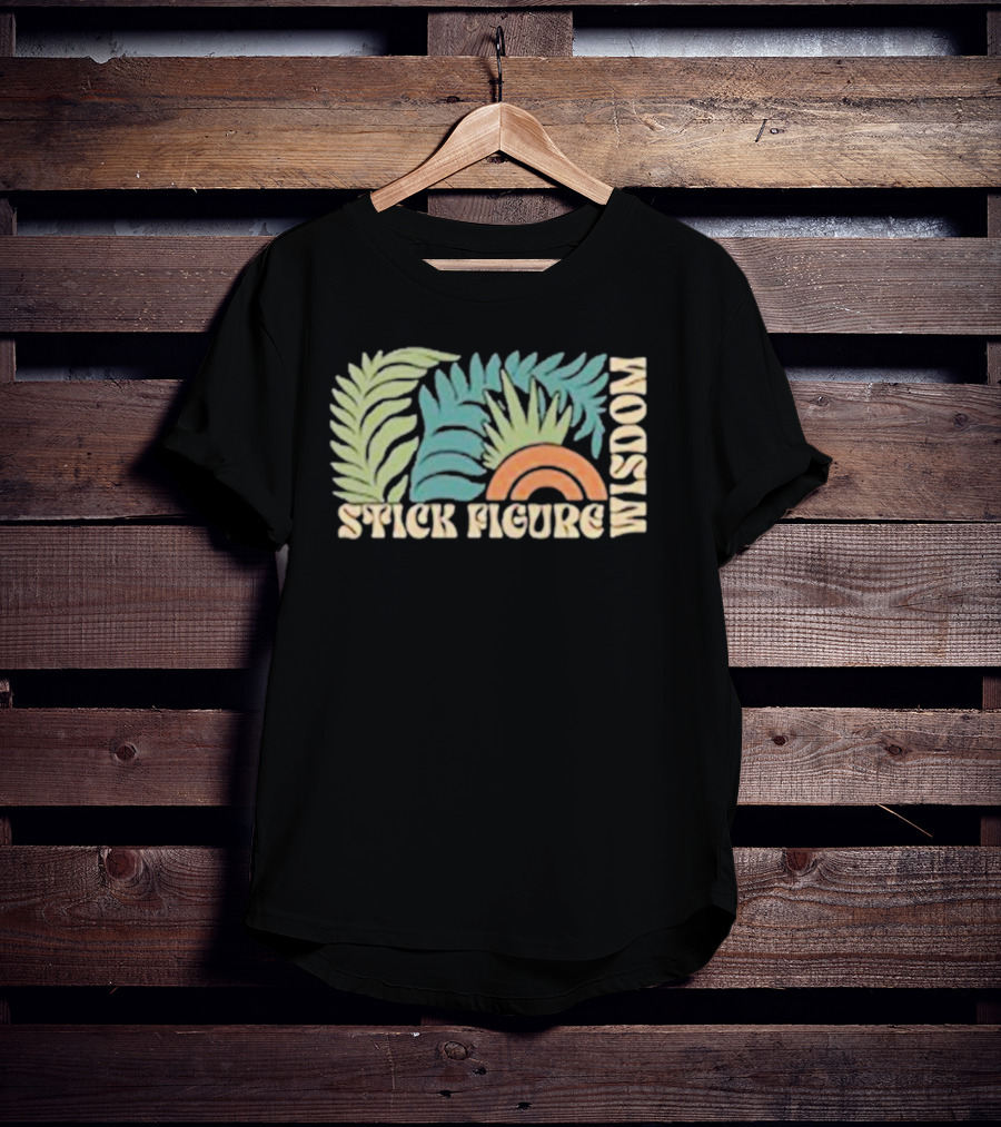 Stick Figure Wisdom Tropical Leaves Rainbow T-Shirt