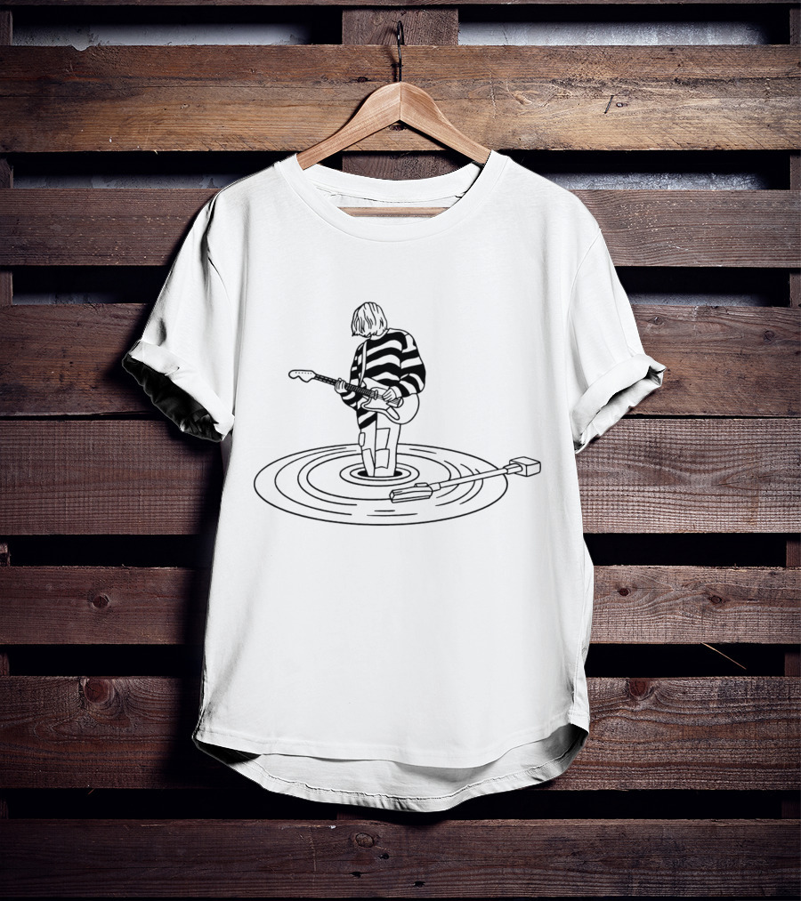 Vinyl Nirvana Vintage Aesthetic Guitar On Record Player T-Shirt