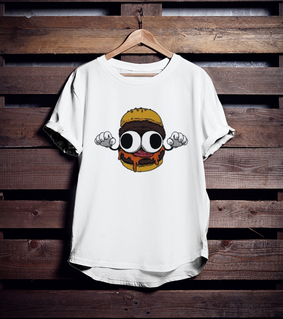 Devolver Digital Burgermon Dripping Cheese Cartoon Character T-Shirt