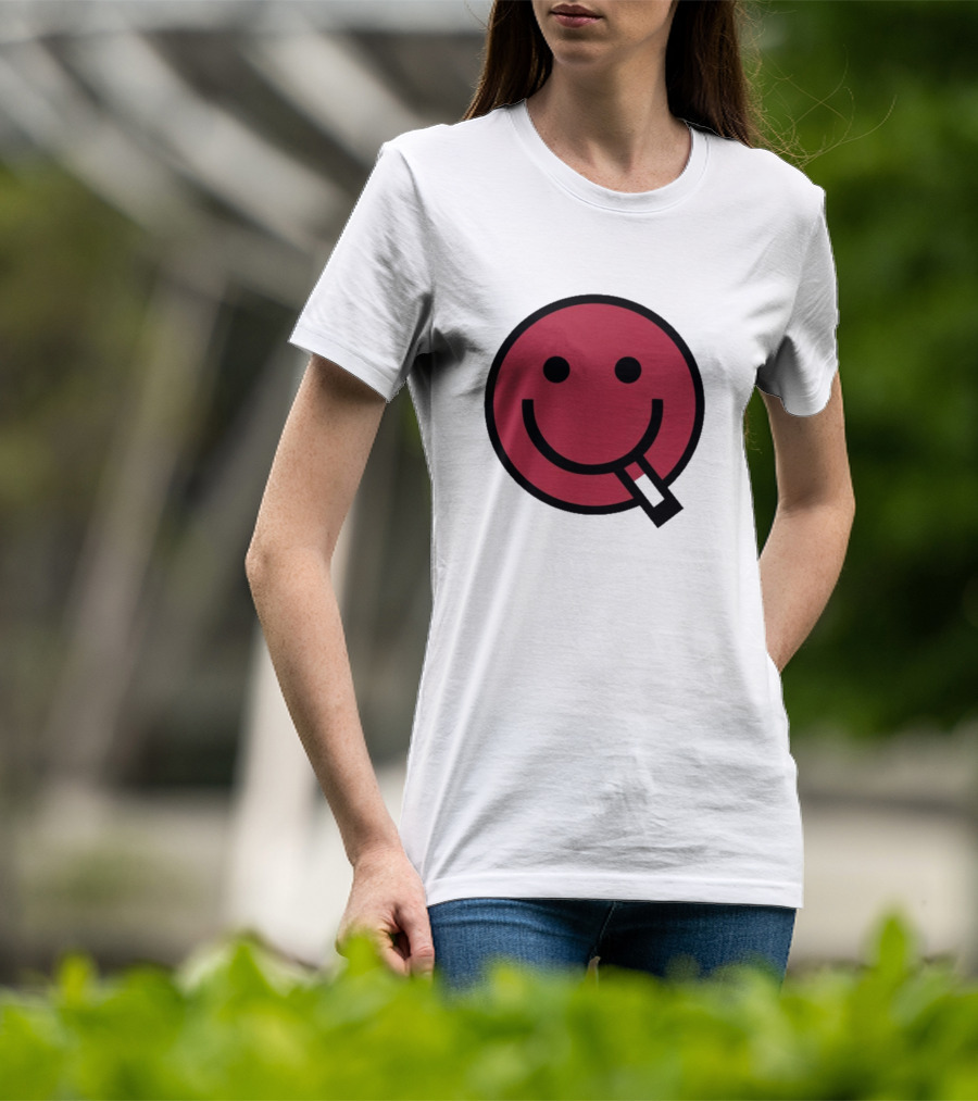 Devolver Digital Cyggy Smiley Face Icon With Cigarette T-Shirt