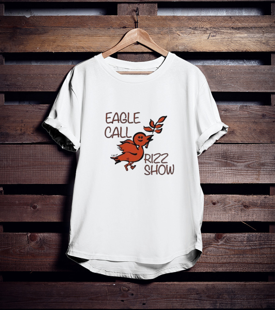 Eagle Call Rizz Show Orange Bird Holding Leaf T-Shirt