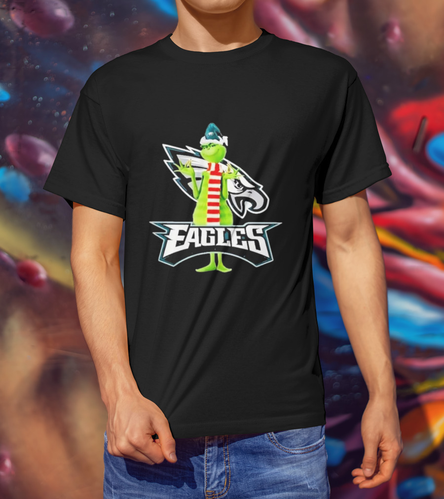 Grinch Philadelphia Eagles NFL Team Logo Combination T-Shirt