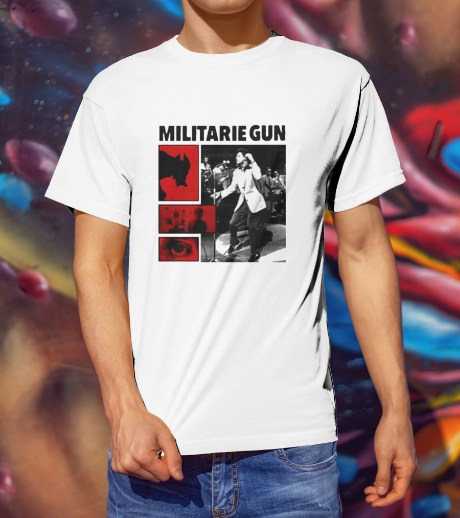 MILITARIE GUN Red Black Collage Performance T-Shirt