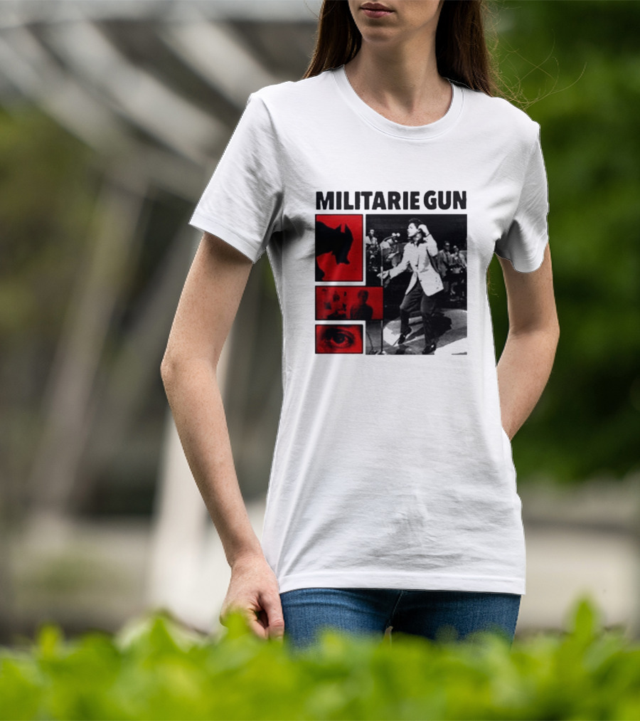MILITARIE GUN Red Black Collage Performance T-Shirt