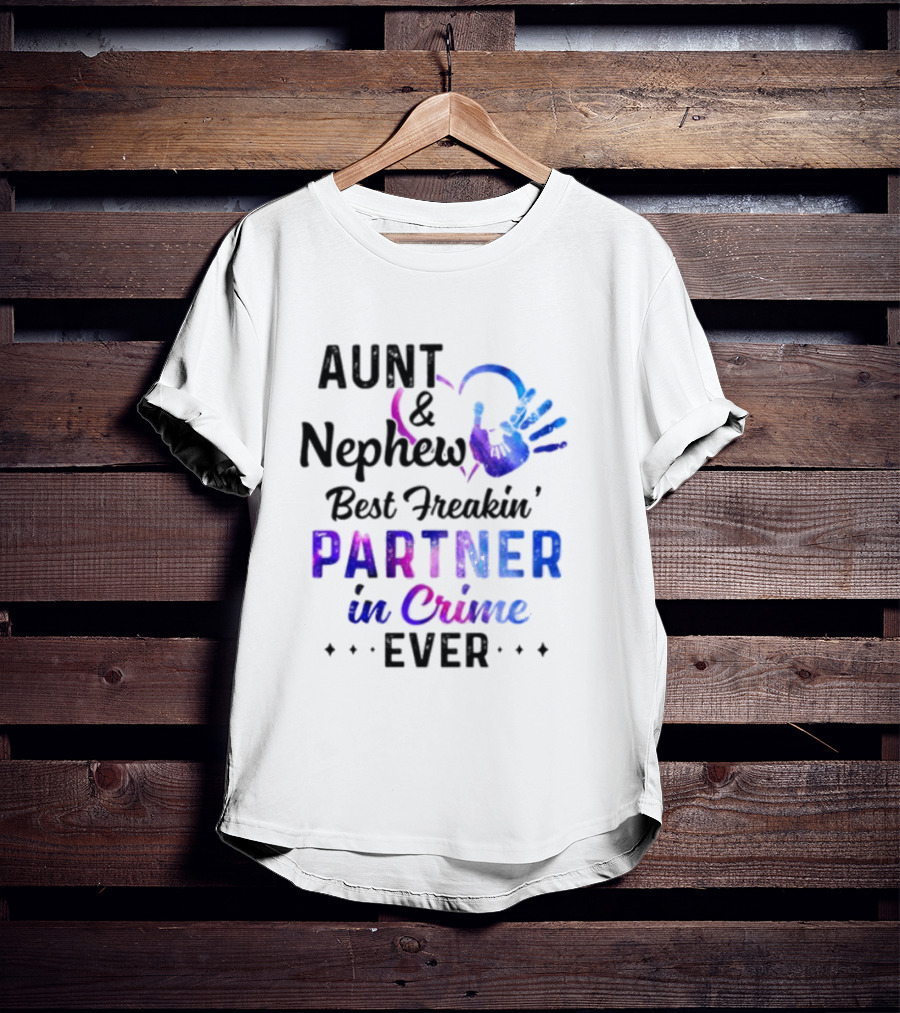 Aunt And Nephew Best Freakin’ Partner In Crime Ever Handprint Heart T-Shirt