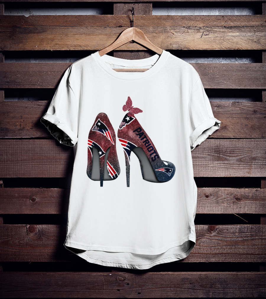 New England Patriots Glitter High Heel Butterfly T-Shirt