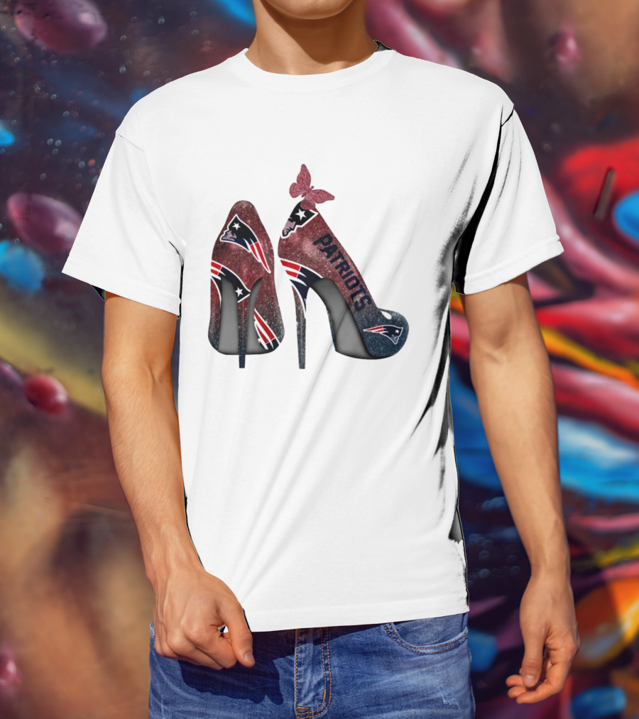 New England Patriots Glitter High Heel Butterfly T-Shirt