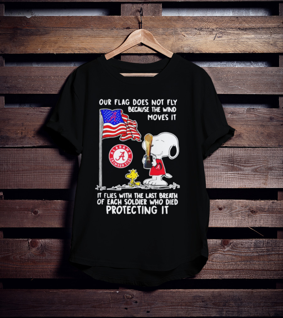 Our Flag Snoopy Alabama Crimson Tide Soldier Protecting T-Shirt