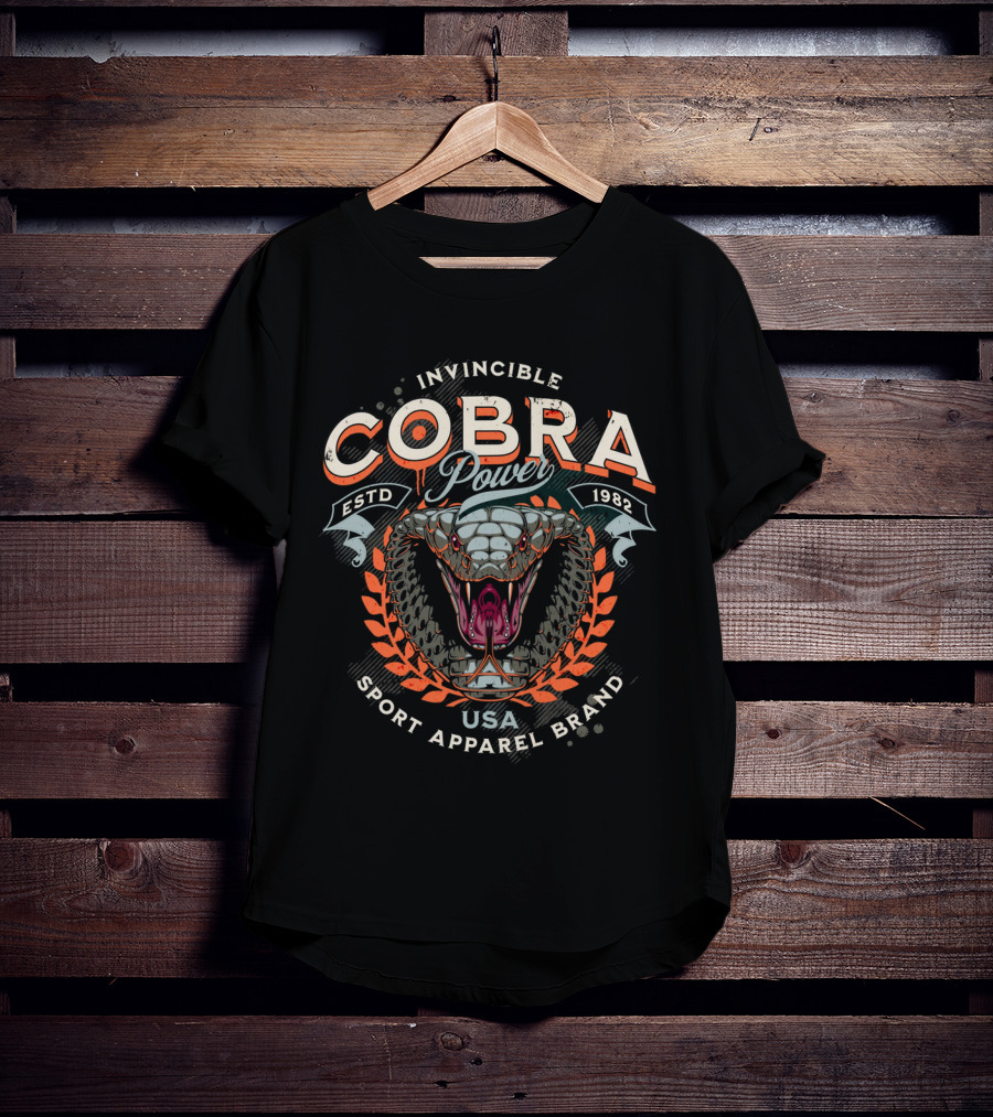Invincible Cobra Power USA Sport Apparel Brand Estd 1982 T-Shirt