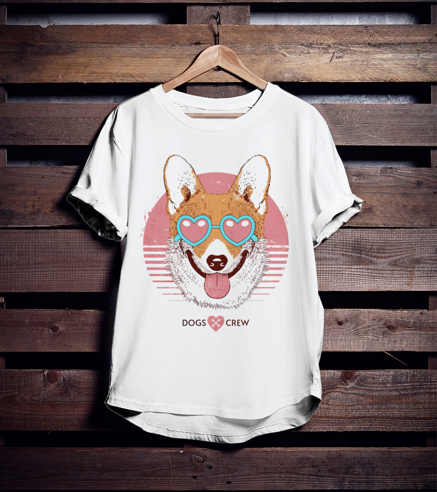 Dogs Crew Heart Sunglasses Cute Animal T-Shirt