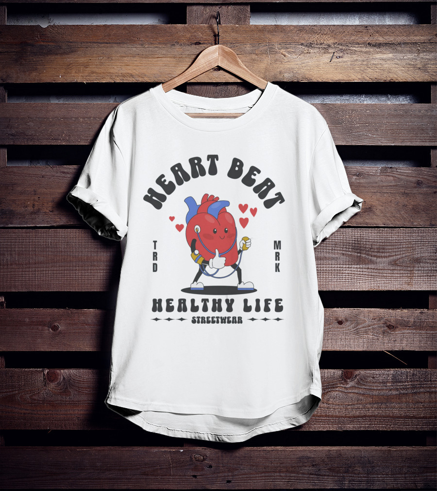 Heart Beat Groovy Healthy Life Streetwear T-Shirt