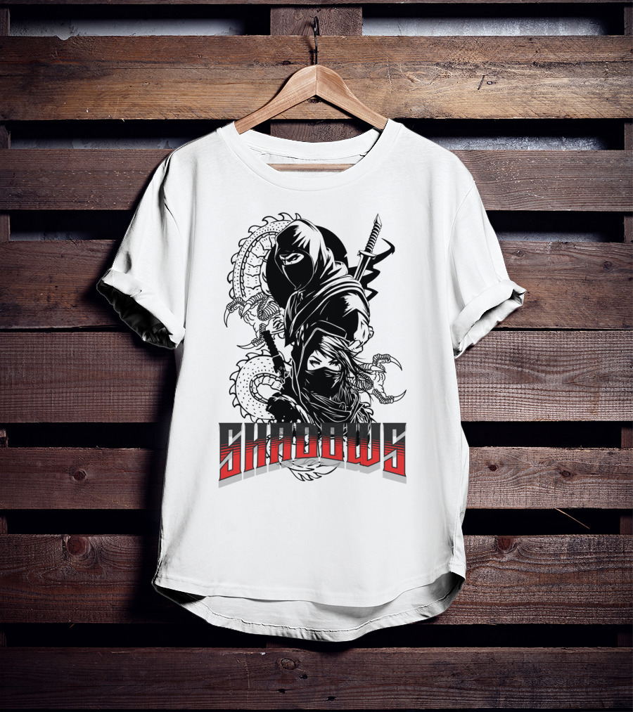 Shadows Ninja Warriors With Swords And Serpents T-Shirt