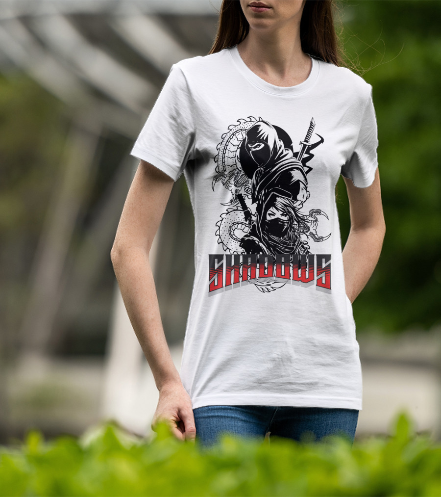 Shadows Ninja Warriors With Swords And Serpents T-Shirt