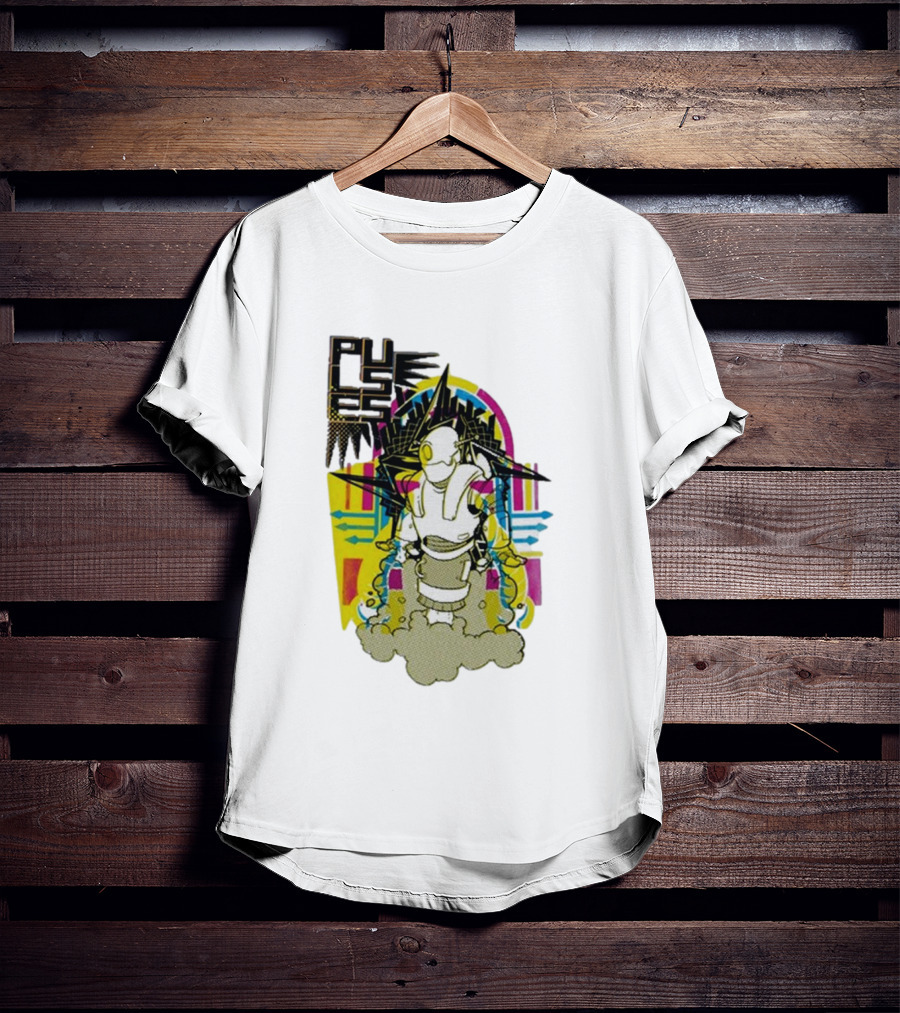 Pulses Futuristic Robot With Colorful Abstract Geometric Background T-Shirt