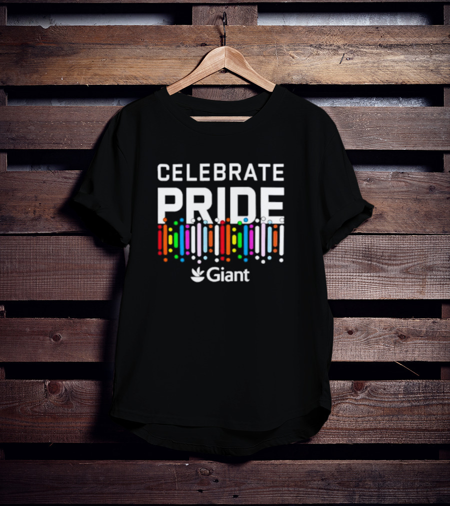 Celebrate Pride Giant Logo With Vibrant Rainbow Bars T-Shirt