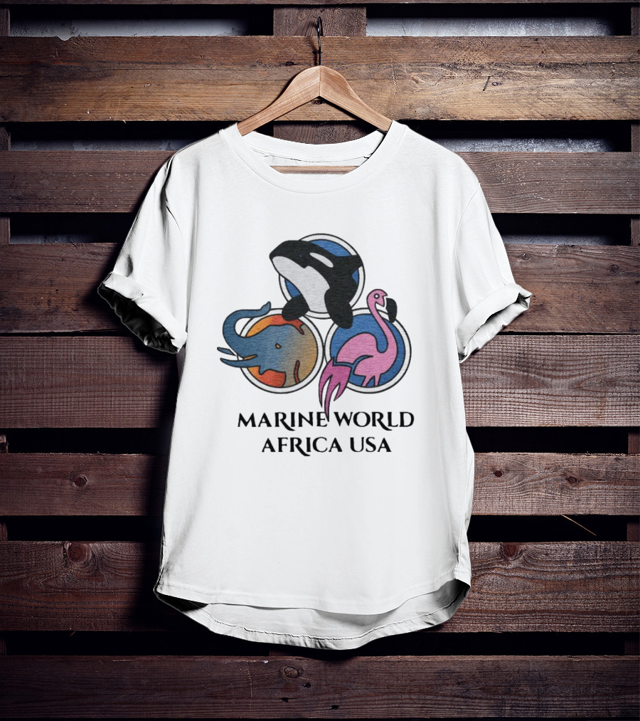Marine World Africa USA Orca Elephant Flamingo T-Shirt