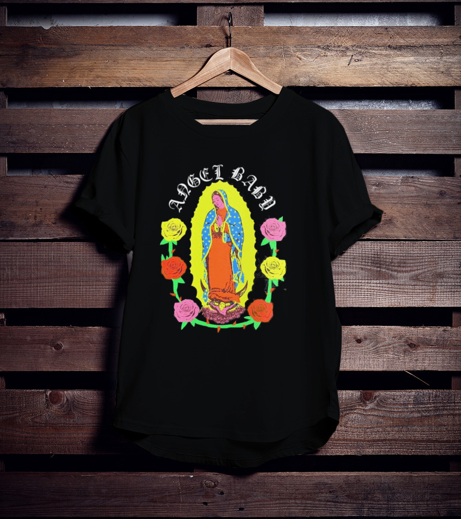 Angel Baby Virgen With Colorful Roses T-Shirt