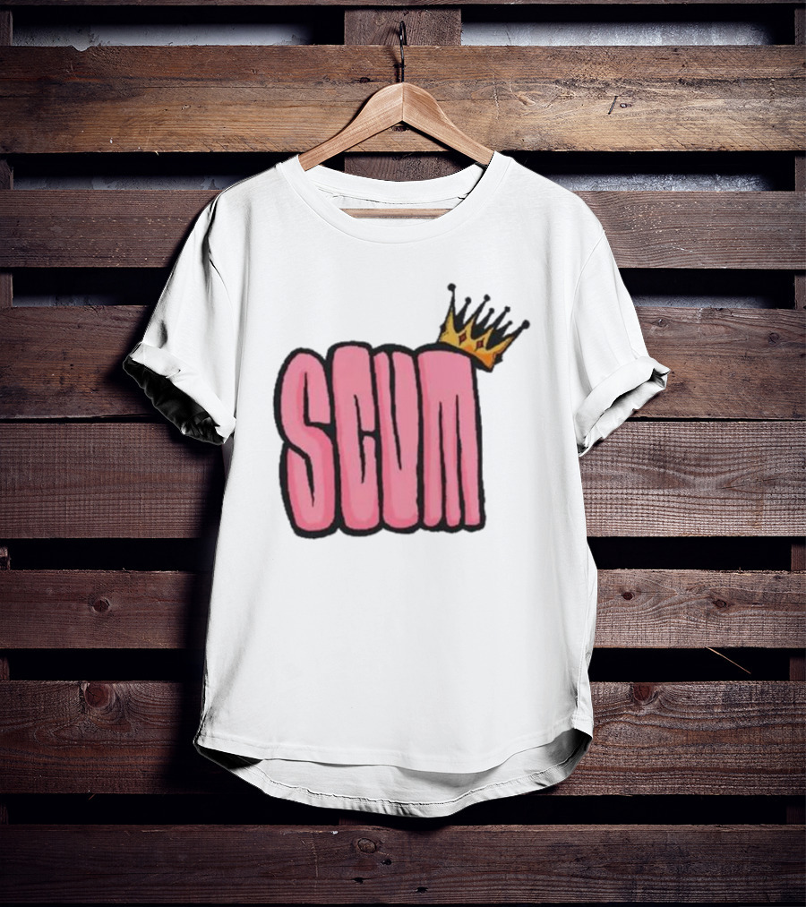 SCUM Pink Text With Gold Crown T-Shirt
