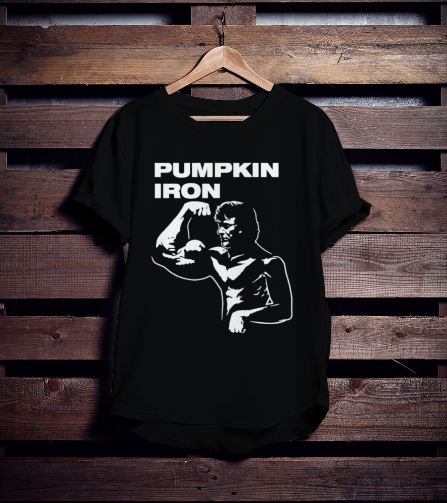 Pumpkin Iron Bodybuilder Flexing Muscles T-Shirt