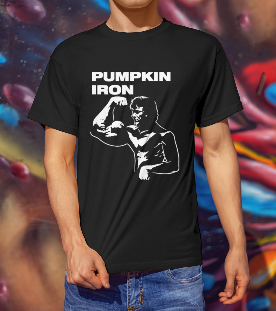 Pumpkin Iron Bodybuilder Flexing Muscles T-Shirt
