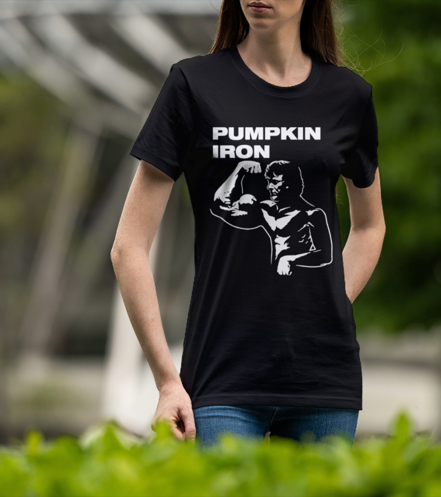 Pumpkin Iron Bodybuilder Flexing Muscles T-Shirt