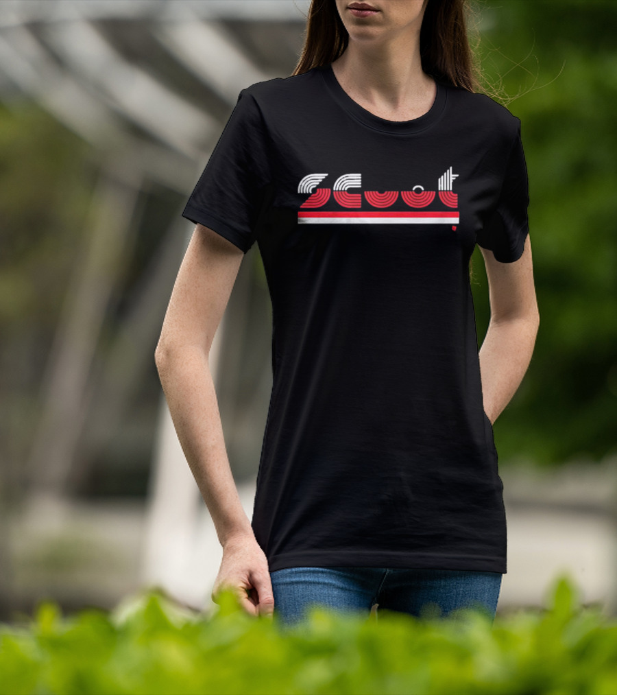 Scoot Portland 1977 Trail Blazers Retro Stripe T-Shirt
