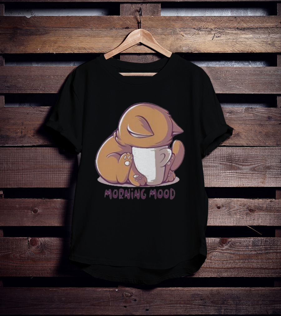 Morning Mood Cute Cat With Cup T-Shirt