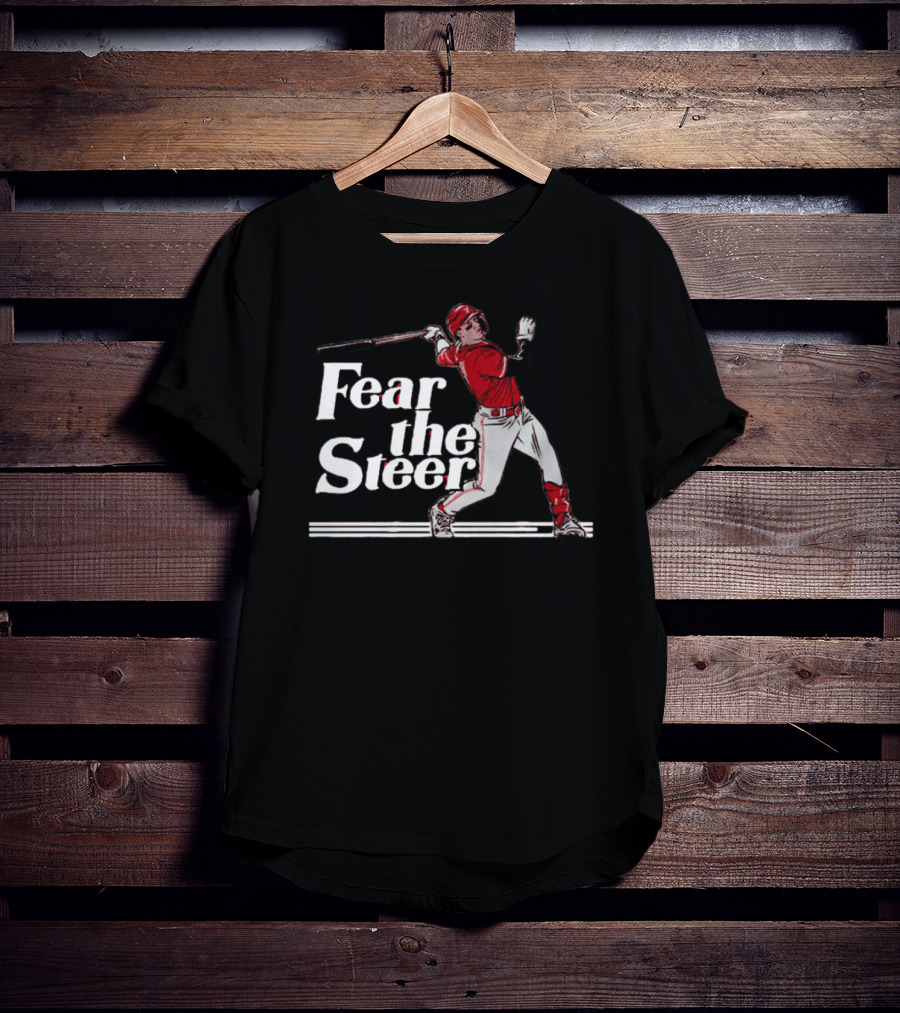 Fear The Steer SS Baseball Player In Red Jersey T-Shirt
