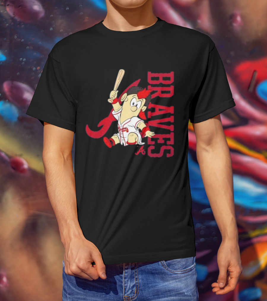 Atlanta Braves Infant Mascot 2.0 Cartoon Batting Character T-Shirt