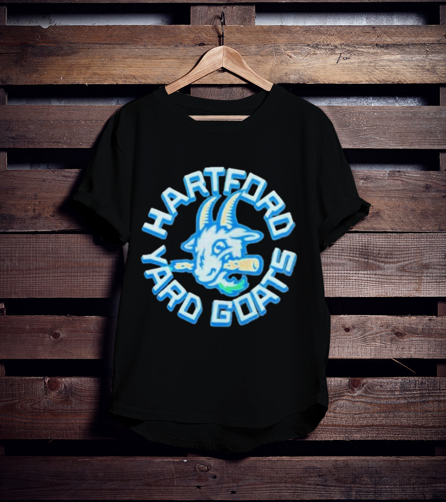 Hartford Yard Goats Blue Goat Logo With Bat T-Shirt