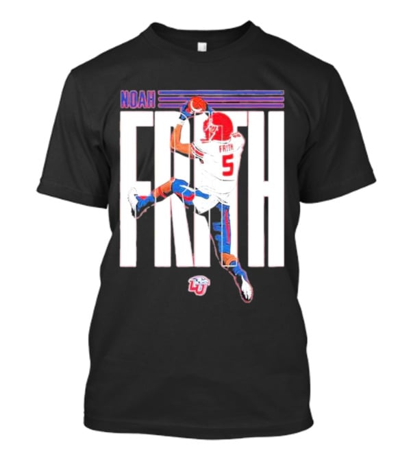 Noah Frith Liberty University Football Caricature Red Jersey Number 5 T-Shirt