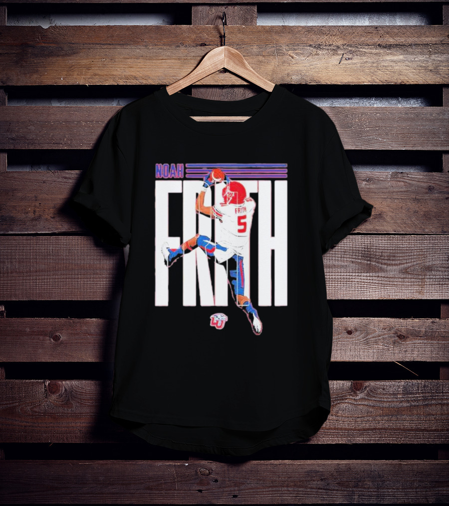 Noah Frith Liberty University Football Caricature Red Jersey Number 5 T-Shirt