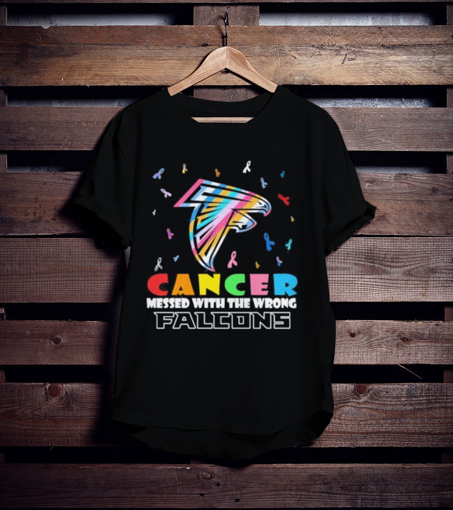 Atlanta Falcons Cancer Messed With The Wrong Team Logo Ribbons T-Shirt