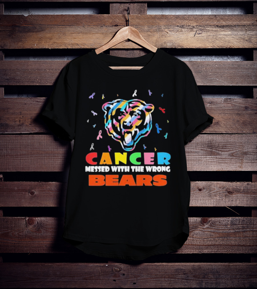 Cancer Messed With The Wrong Colorful Ribbon Chicago Bears T-Shirt