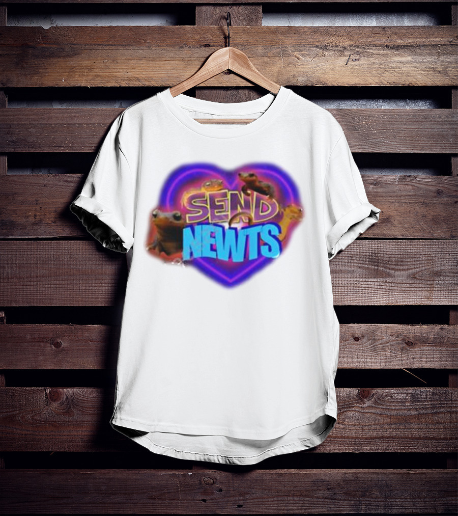 Swankyswamprat Send Newts Heart Frogs Neon T-Shirt