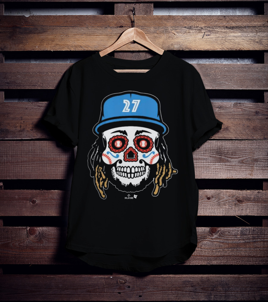 Toronto Blue Jays #27 Vladimir Guerrero Jr Sugar Skull MLBPA T-Shirt